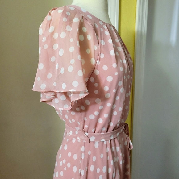 New Beautiful R & K Blush Polka-dot A line Dress size 8 - Picture 4 of 14